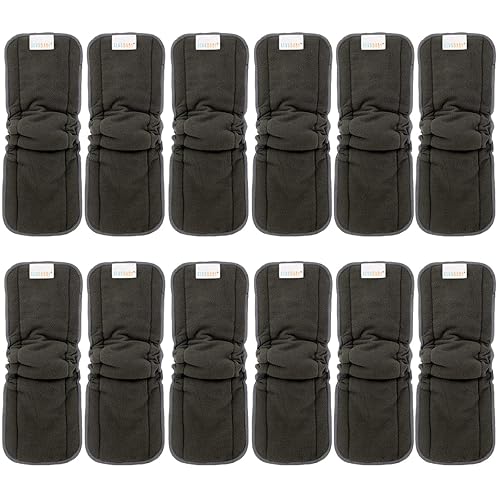 ALVABABY Reusable 5 Layers 12 Pack Inserts with Gussets for Baby Cloth Diaper and Cloth Diapers Covers 12FLN - Jamouz