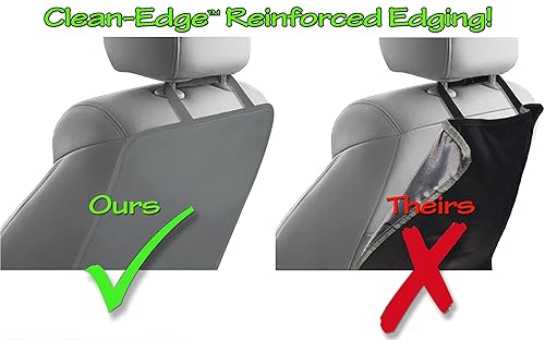 Luxury Clean-Edge Kick Mat w/Mesh Pocket - Seat Back Protector and Seat Cover with Invisible Strap and Stiff Edging - Gray/Grey (1 Mat) - Jamouz