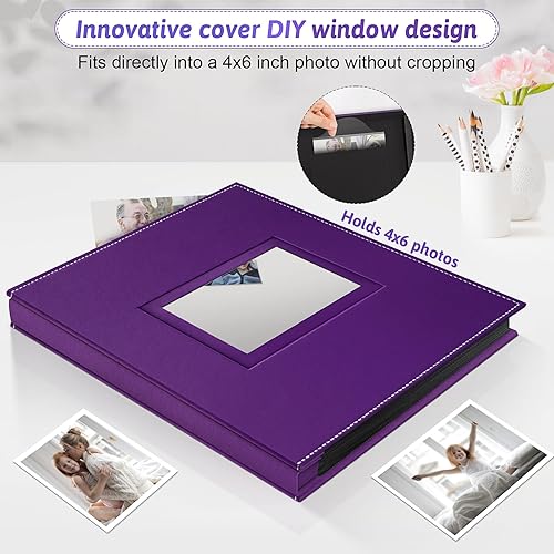 Popotop Photo Album 4x6 300 Pockets with Leather Hardcover Cover, Small Photo Album Holder Book with 50Pcs Pages for Family Travel Wedding Baby Gifts - Jamouz