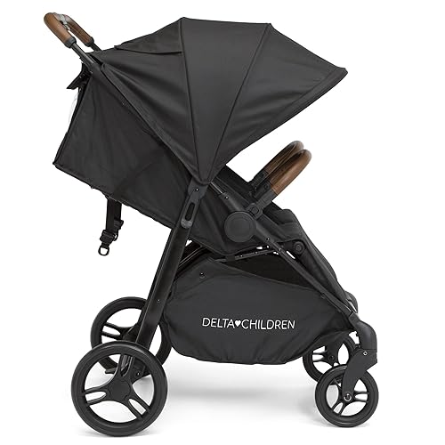 Delta Children Cruzer Double Stroller – Lightweight Side by Side with Reclining Seats, Extendable Canopies and Flat Fold, Black - Jamouz