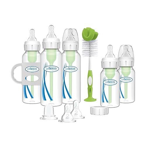 Dr. Brown's Natural Flow® Anti-Colic Options+™ Narrow Bottle to Sippy Gift Set with Soft Silicone Sippy Spout, Removable Silicone Handles, Travel Cap and Bottle Brush - Jamouz
