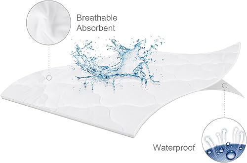 Bassinet Mattress Pad Cover Waterproof, Quilted Mattress Protector Sheets Fits All Mainstream Bassinet - Rectangle, Oval, Hourglass, 2 Pack, Ultra Soft Breathable, White and Grey - Jamouz