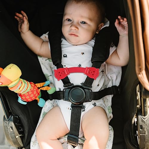 Anti Escape Baby Harness Chest Clip, Prevent Children/Kids Taking Their Arms Out of Child High Chairs/Strollers/Baby Reins, Red(2 Pack) - Jamouz