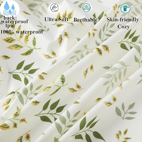 Waterproof Bassinet Sheet Compatible with Graco Pack n-Play Dome LX Bassinet(not playard), 2 Pack Jersey Knit Super Soft for Baby Green Botanical Leaf & Dots - Jamouz