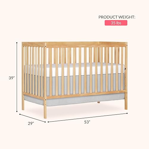 Synergy 5-In-1 Convertible Crib In White, made of New Zealand Pine wood, JPMA & Greenguard Gold Certified, features 3 mattress height settings - Jamouz
