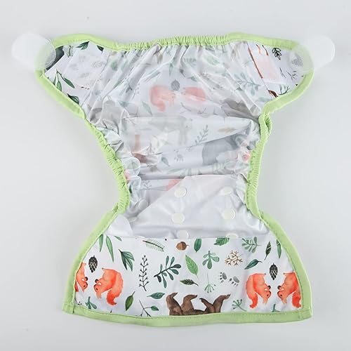 Baby Cloth Diaper Cover Nappy Hook and Loop Double Gusset 6.6lbs to 33lbs (Rabbits Wolves) - Jamouz