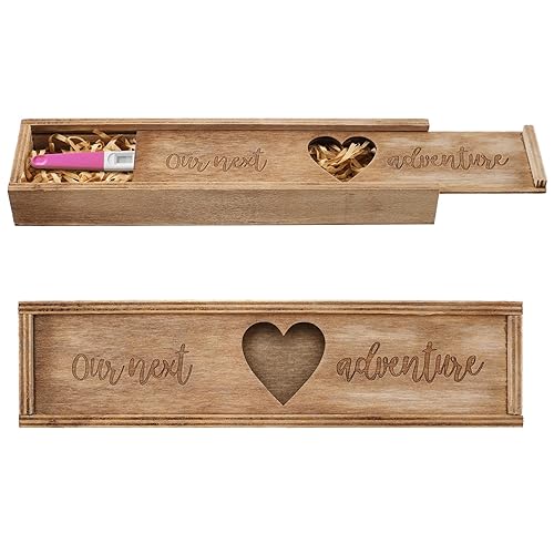 Barydat Pregnancy Test Keepsake Box Surprise Wooden Pregnancy Announcement Box Wood Baby Announced Tins Baby Reveal Memory Souvenir Gifts for Husband Grandparents Dad Aunt and Uncle(Brown) - Jamouz