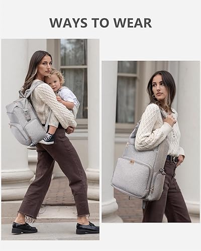 CEI-CEI Neoprene Diaper Bag Backpack with Changing Pad, Large Newborn Baby Maternity Bags Travel Tote with Insulated Pockets (Black) - Jamouz