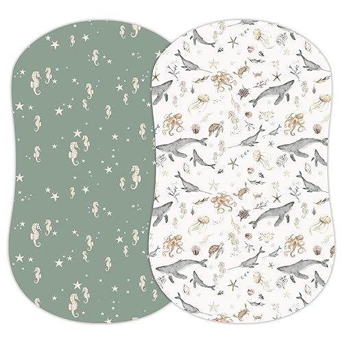 Baby Changing Pad Cover 2-Pack for Girls (Fleurette) - Premium Fitted Sheets Baby Diaper Changing Table Cover - Buttery Soft Cotton Blend - Jamouz