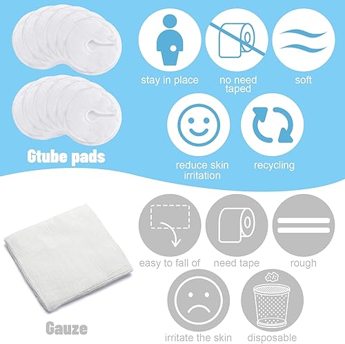 Sosation 20 Pack Feeding Tube Pads G Tube Button Pad with Cover Reusable Feeding Supplies Cotton Button Covers Peritoneal Abdominal Dialysis Peg Supplies for Nursing Care, White - Jamouz