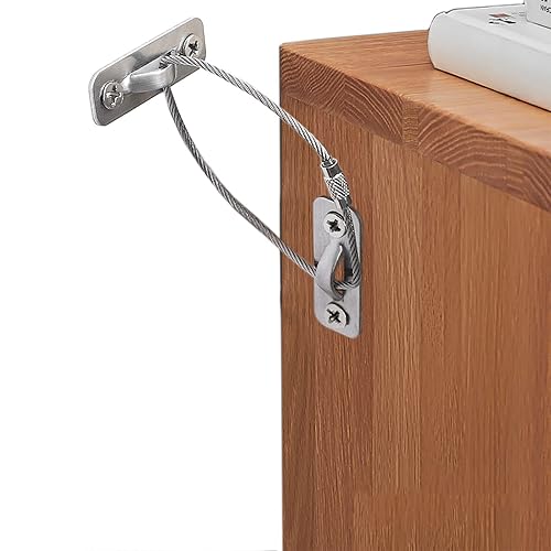 10 Pack Furniture Anchors Kit for Baby Proofing, Furniture Straps Use to Prevent Falling and Anti Tip, Dresser Or Cabinet to Wall Anchors, 8in - Jamouz