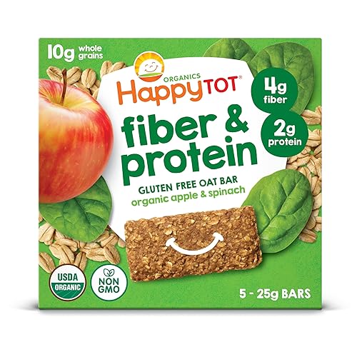 Happy Tot Organics Fiber & Protein Soft-Baked Oat Bars Organic Toddler Snack Banana & Carrot, 0.88 Ounce Bars, 5 Count Box (Pack of 6) - Jamouz