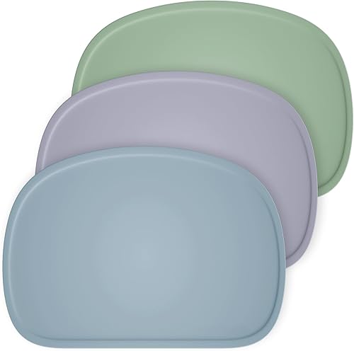 Cuddle Campus Set of 3 Silicone Placemats with Raised Edges for Kids,Toddlers,Babies, Non-Slip Dinning Table Mat, Baby Eating Mat, Food Mat - Jamouz