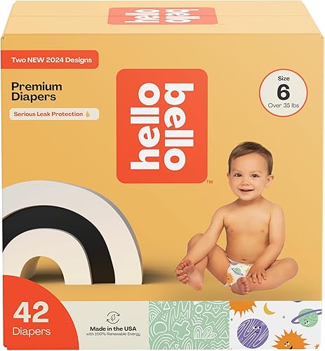 Hello Bello Premium Diapers Size 4, Honeysuckle Designs, 58ct Club Box, Hypoallergenic and Extra Absorbent - Jamouz