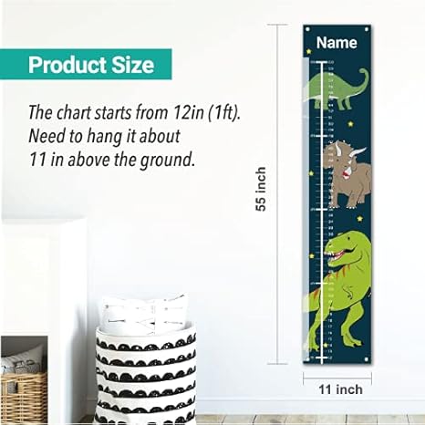Personalized Kids Canvas Growth Chart, Height Chart, Growth Chart Banner, Train - Jamouz