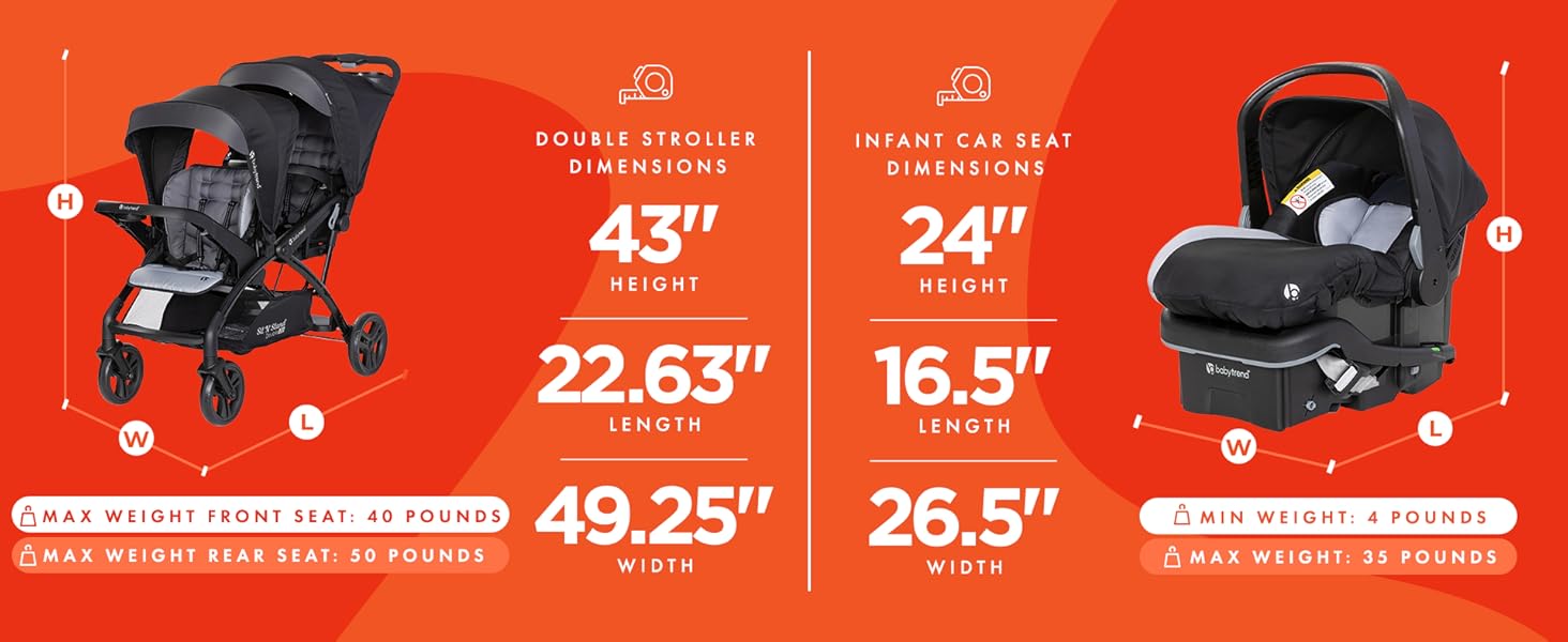 Baby Trend Stroller and Car Seats Dimensions