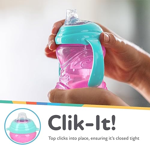 Nuby Clik-It Soft Spout No-Spill Training Sippy Cup with Handles - (3-Pack) 10 Oz - 4+ Months - Neutral - Jamouz