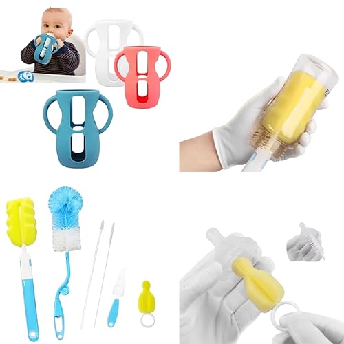 Silicone Sleeves with Handles Kit for Philips-Avent-Glass-Bottle, Compatible with Philips Avent Anti Colic Baby Bottles, Anti Breakage Baby Bottles Holder - Jamouz