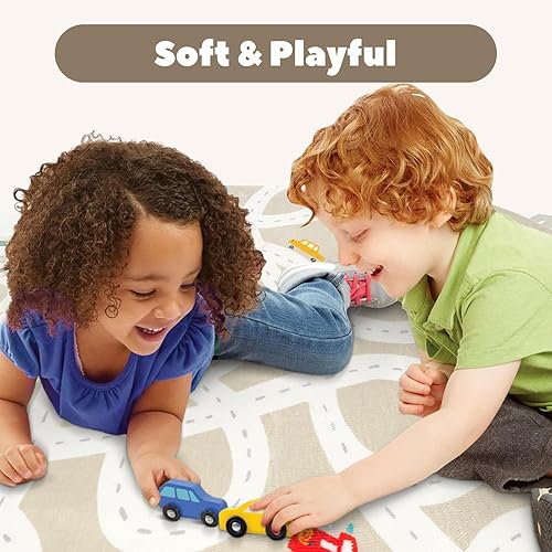 LIVEBOX Road Traffic Kids Play Area Rug 3'x5' Washable Playroom Educational & Fun with Cars and Toys Non-Slip Children Nursery Rugs for Living Room Bedroom Classroom Entryway Kids Tent - Jamouz