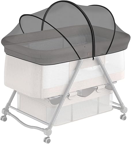 Bassinet Cover with Two-Way Zipper,Portable Bassinet Mosquito Net Cover,Bassinet Cover for Cats to Keep Pets Out(White) - Jamouz