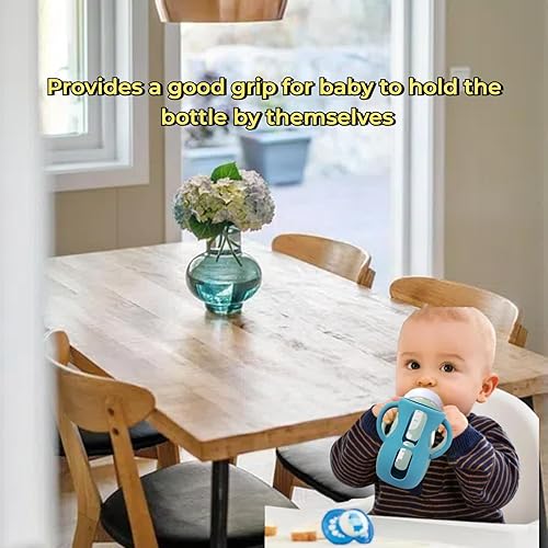 Silicone Sleeves with Handles Kit for Philips-Avent-Glass-Bottle, Compatible with Philips Avent Anti Colic Baby Bottles, Anti Breakage Baby Bottles Holder - Jamouz