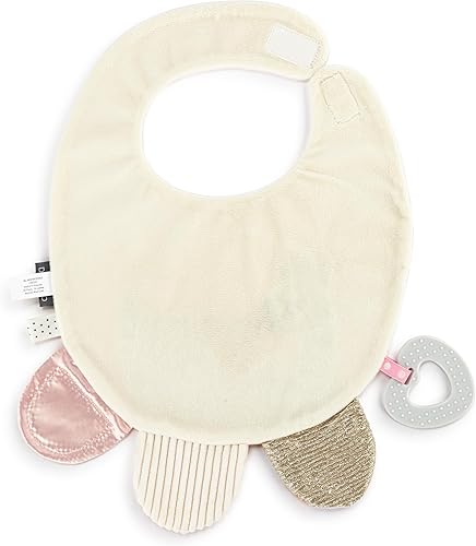 DEMDACO Mommy & Me 11.5 x 10 Inch Textured Fabric, Tactile, Teething Ring, Feeding, Activity Bib - Jamouz