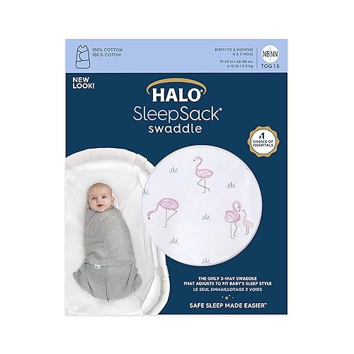 HALO 100% Cotton Sleepsack Swaddle, 3-Way Adjustable Wearable Blanket, TOG 1.5, Baby Blue, Newborn, 0-3 Months - Jamouz