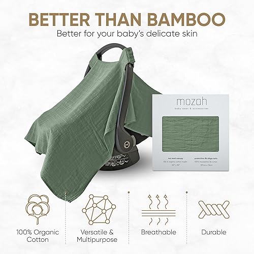 MOZAH Baby Multi-Use Cover: 9-in-1 Car Seat Covers Canopy Cover, Breathable Breastfeeding Cover, Stroller Cover & More, Boys & Girls Shower Gifts (Warm Taupe) - Jamouz