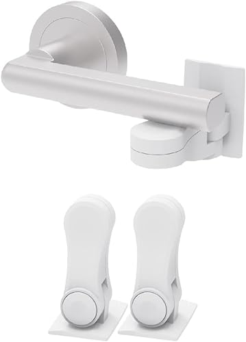 Inaya Child Proof Door Lever Lock, Baby Proofing Door Handle Lock, Minimalist Design, 3M Adhesive & No DrillingNeed, Child Safety Door Handle Locks (2 Pack) - Jamouz