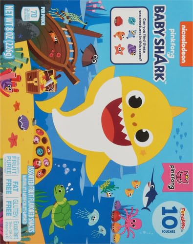 Funables Fruit Snacks, Baby Shark Shaped Fruit Flavored Snacks, 0.8 Ounce Pouches (Pack of 30) - Jamouz