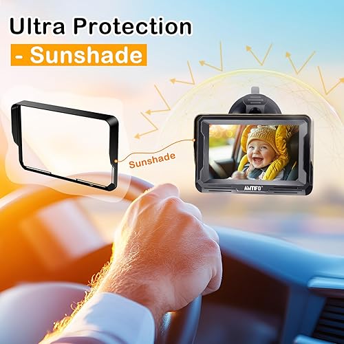 AMTIFO Baby Car Camera Easy Install: Clear Night Vision 2Mins Plug-Play Backseat Camera 360 Rotation Rear Facing Car Baby Monitor with Camera - Jamouz