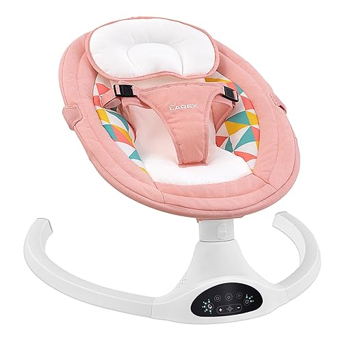 LAREX Baby Swings Electric Baby Swing Bluetooth Infant Swing Portable Rocker with 5 Speeds, 1 Seat Position, Remote Control, Grey - Jamouz