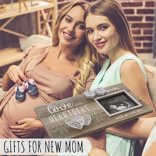 Baby Sonogram Picture Frame with Countdown Weeks - Standard 4'x3' Ultrasound Photo - Pregnancy Announcements Ideas - Gender Reveal Baby-Shower Gift - New Mom Expecting Parents to Be Keepsake Gifts - Jamouz