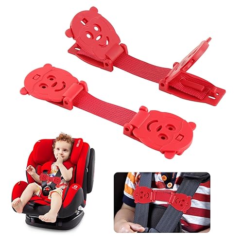 Anti Escape Baby Harness Chest Clip, Prevent Children/Kids Taking Their Arms Out of Child High Chairs/Strollers/Baby Reins, Red(2 Pack) - Jamouz