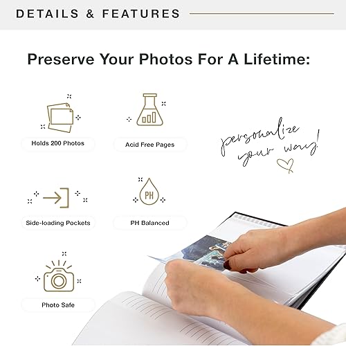 MCS 200-Pocket Fabric Baby 4x6 Photo Album with Writing Space, 8.5 x 8.5 Inches, Baby Pink - Jamouz