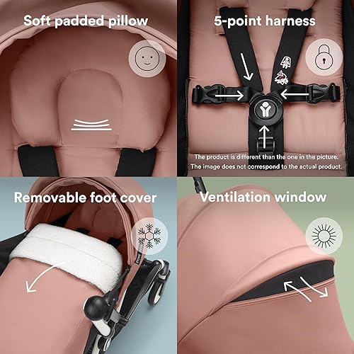 Stokke YOYO 0+ Newborn Pack, Taupe - Includes Mattress, Extendable Canopy & Five-Point Harness - Requires YOYO3 Frame (Sold Separately) - Jamouz