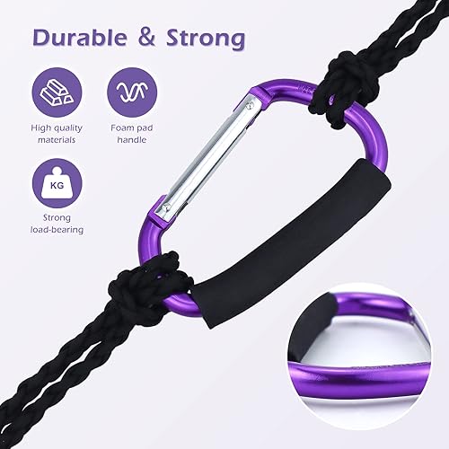 JIALEEY Strong Large Durable Buggy Carabiner Stroller Hooks Mummy Clip Pram Pushchair Grocery or Shopping and Plastic Bags Holder, 2 Pack Purple - Jamouz
