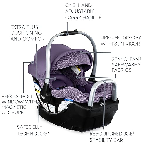 Britax Willow Grove SC Baby Travel System, Infant Car Seat and Stroller Combo with Alpine Base, ClickTight Technology, SafeWash, Pindot Stone - Jamouz
