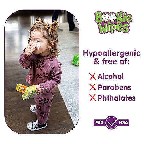 Saline Nose Wipes by Boogie, for Baby & Kids, Face, Hand & Body, FSA/HSA Eligible, Made with Vitamin E, Aloe, and Natural Saline, Unscented, 30 Count (Pack of 6) - Jamouz