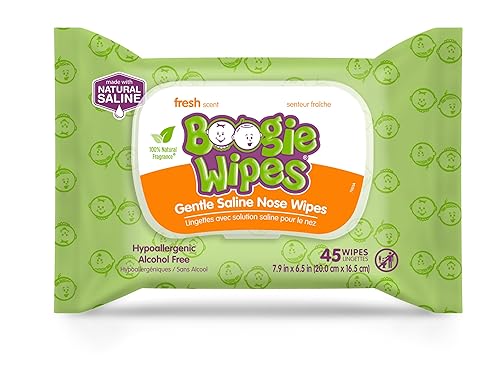 Saline Nose Wipes by Boogie, for Baby & Kids, Face, Hand & Body, FSA/HSA Eligible, Made with Vitamin E, Aloe, and Natural Saline, Unscented, 30 Count (Pack of 6) - Jamouz