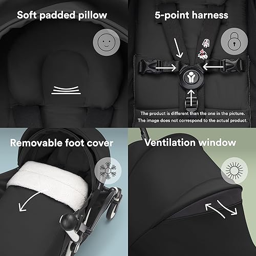 Stokke YOYO 0+ Newborn Pack, Taupe - Includes Mattress, Extendable Canopy & Five-Point Harness - Requires YOYO3 Frame (Sold Separately) - Jamouz