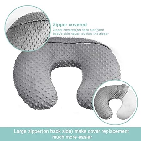 OWLOWLA Minky Nursing Cover, Breastfeeding Pillow Slipcover Fits Nursing Pillow for Baby Boy Girl(Baby Blue) - Jamouz