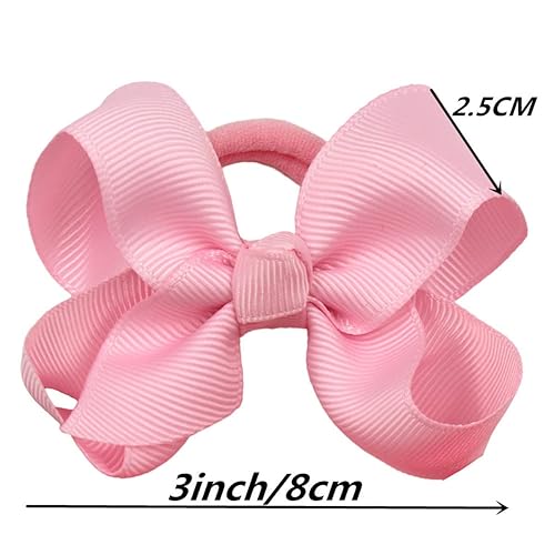 3 Inch Baby Girl Hair Bows Elastic Hair Tie Accessories Bow Ponytail Holder - Set of 2 (Red) - Jamouz