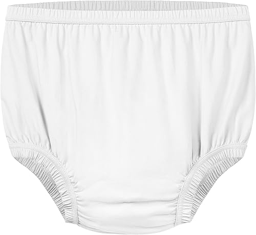 Adult Diaper Cover Silent Waterproof Plastic Rubber Pants for Incontinence Leak Protection with Light Absorbent Layer (White, M) - Jamouz