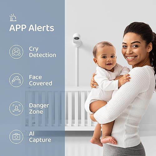 Cheego X3 Pro Smart Baby Monitor with Real-Time Contactless Breathing& Sleep Tracking, Cry& Face Cover Detection, Wall Mount& 2K Wi-Fi HD Video Camera and 2-Way Talk, Nightlight and Night Vision - Jamouz