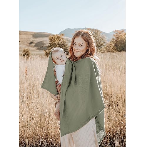 Konssy Muslin Nursing Cover for Breastfeeding, 360° Full Privacy Breathable 100% Cotton Breastfeeding Cover, Multi-use Carseat Canopy - Jamouz