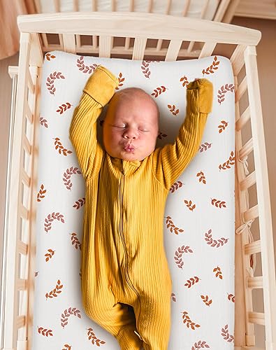 Changing Pad Cover for Baby Boy Girl 2 Pack, Muslin Changing Table Pad Covers with Boho Style, Neutral Nursery Bedding Essentials Soft and Breathable(Dusty Rose & Flower-A) - Jamouz