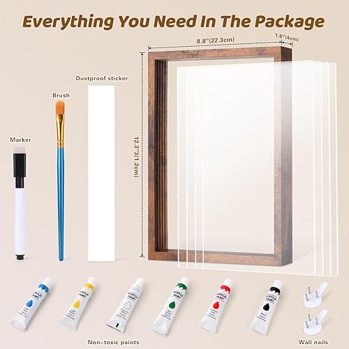 Family Handprint Kit, DIY Craft Keepsake Frame, Baby Hand Print Kits, Family Gifts for New Mom, New Parents, Grandparents, Father's Day, Mother's Day, Anniversary, 6 Non -Toxic Paints (White) - Jamouz