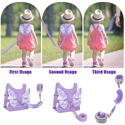 Toddlers Leash + Anti Lost Wrist Link Child Kids Safety Harness Kids Walking Wristband Assistant Strap Belt for Girl Pink Christmas Gift - Jamouz