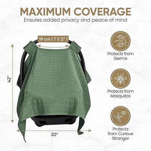MOZAH Baby Multi-Use Cover: 9-in-1 Car Seat Covers Canopy Cover, Breathable Breastfeeding Cover, Stroller Cover & More, Boys & Girls Shower Gifts (Warm Taupe) - Jamouz